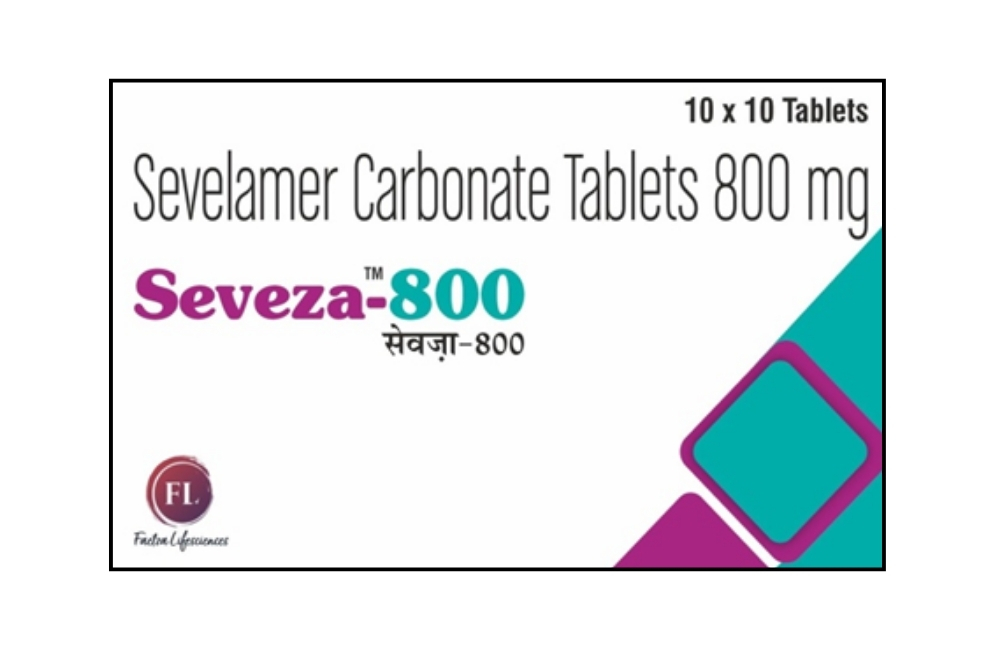 SeveZA800 Tablet is used to treat increased phosphate levels in the blood. It is used in patients who are on dialysis due to severe kidney disease.