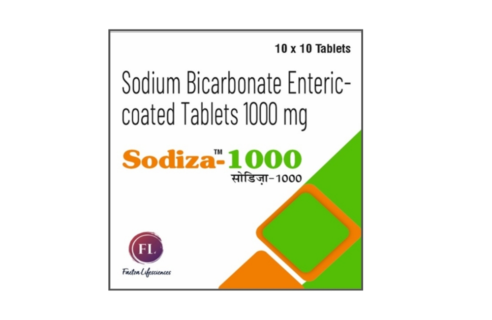 SODIZA-1000 SODIZA-1000 Tablet is an antacid used in the treatment of indigestion, metabolic acidosis and used as an alkalinizing agent.